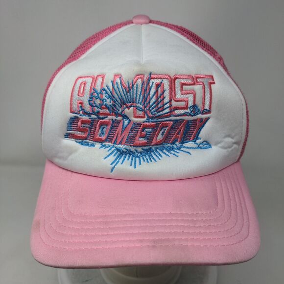 Almost Someday Snapback Trucker Hat Pink One Size Adjustable Mesh Back - Picture 2 of 7